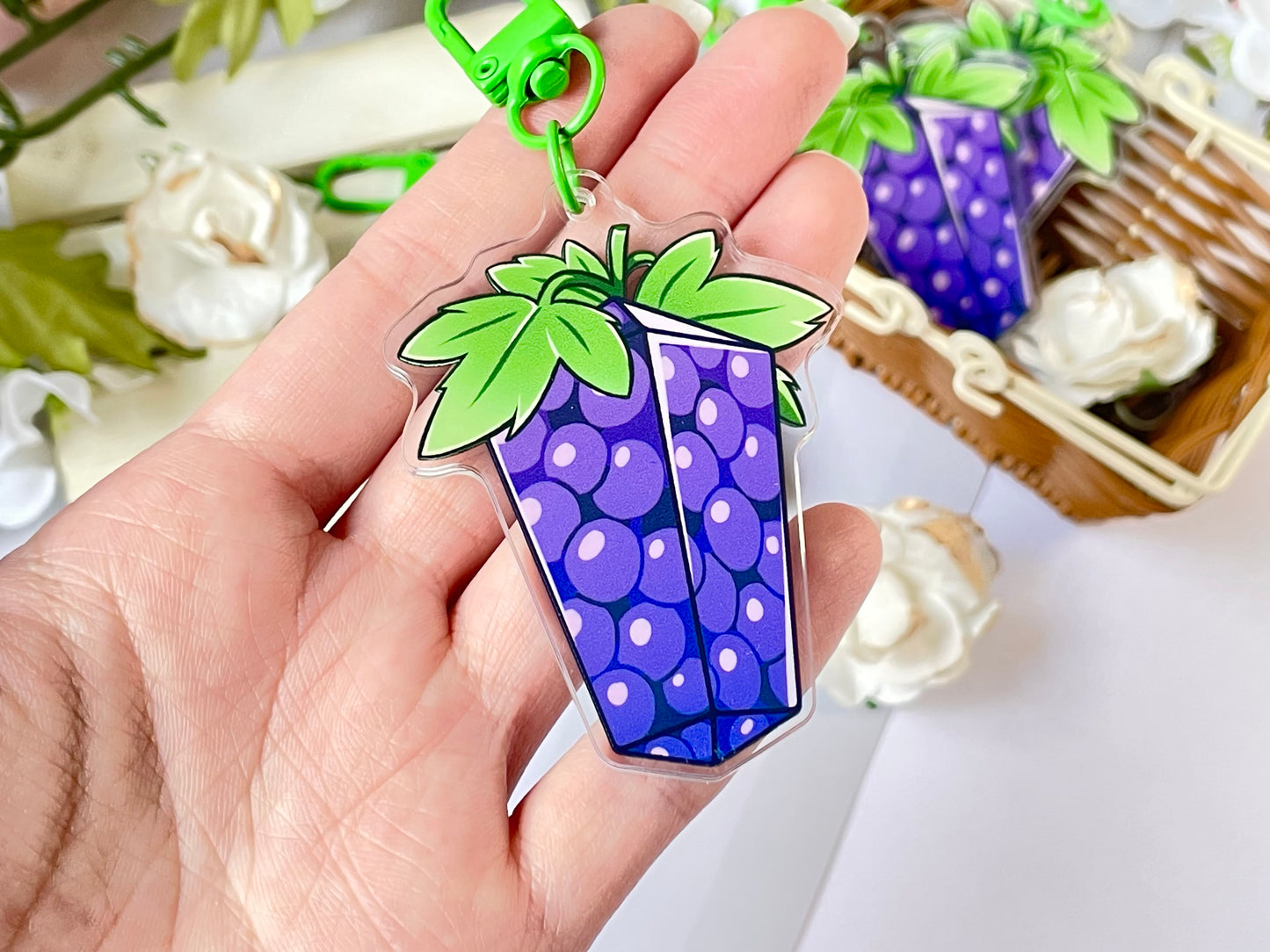 FFXIV Low Poly Grape Keychain